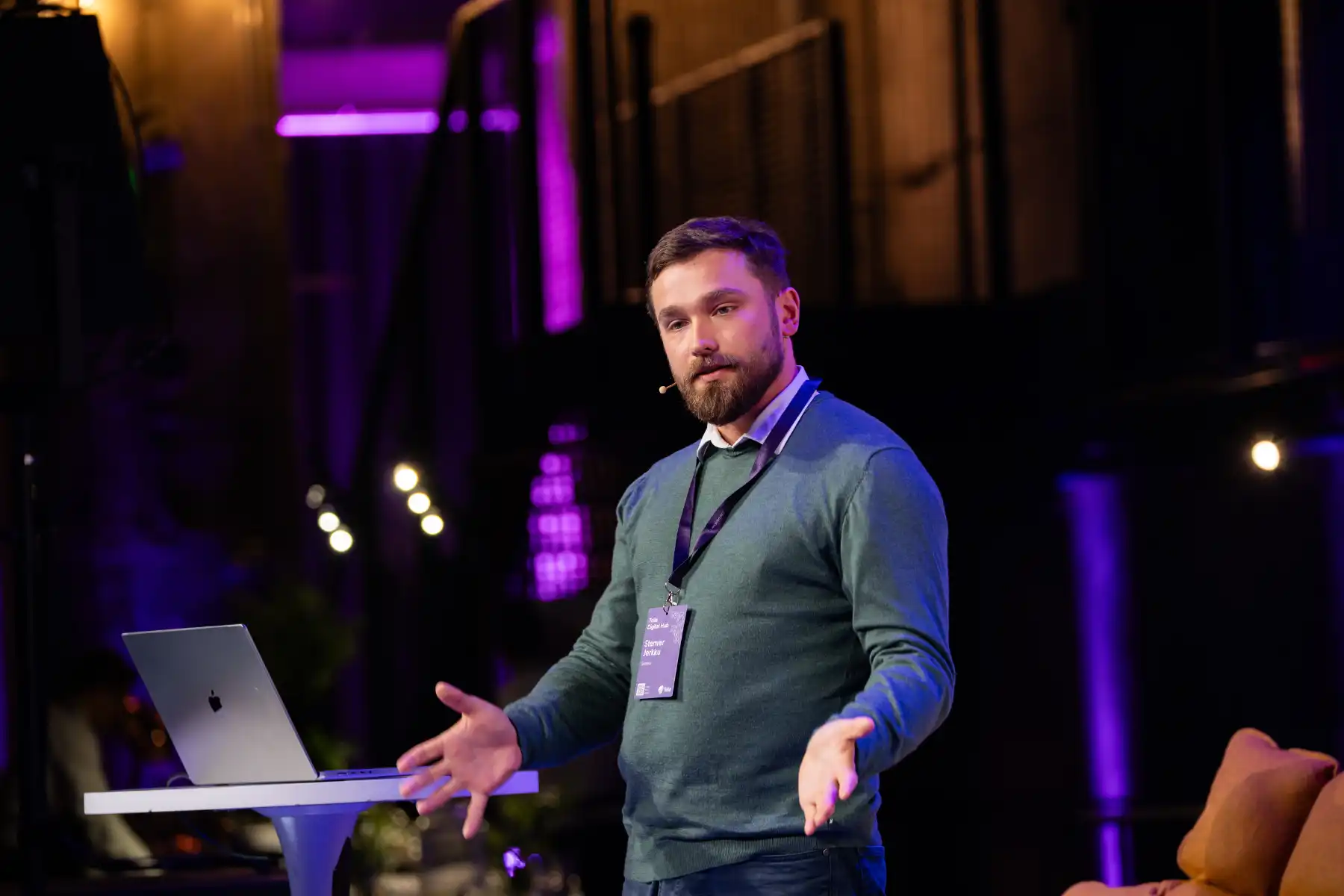 Stenver Jerkku presenting Soldera's Clay workflow at Telia Digital Hub in 2025